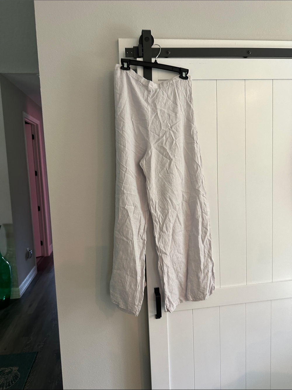 bryn Walker Light Gray Wide-Leg Linen Pants